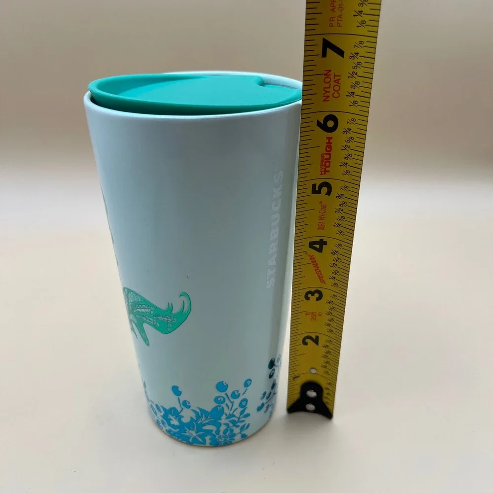 Starbucks Siren Mermaid Ceramic Travel Tumbler 12oz Iridescent Teal Blue 2022
